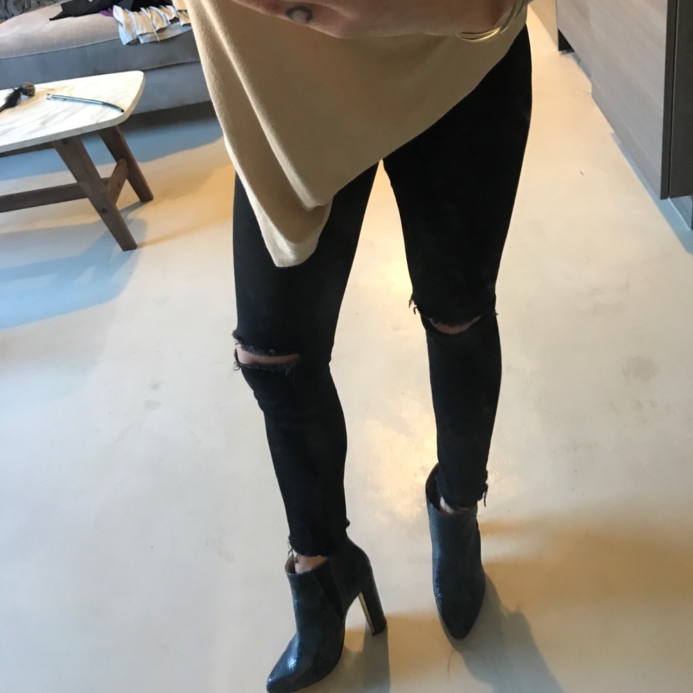 BCBG snakeskin booties